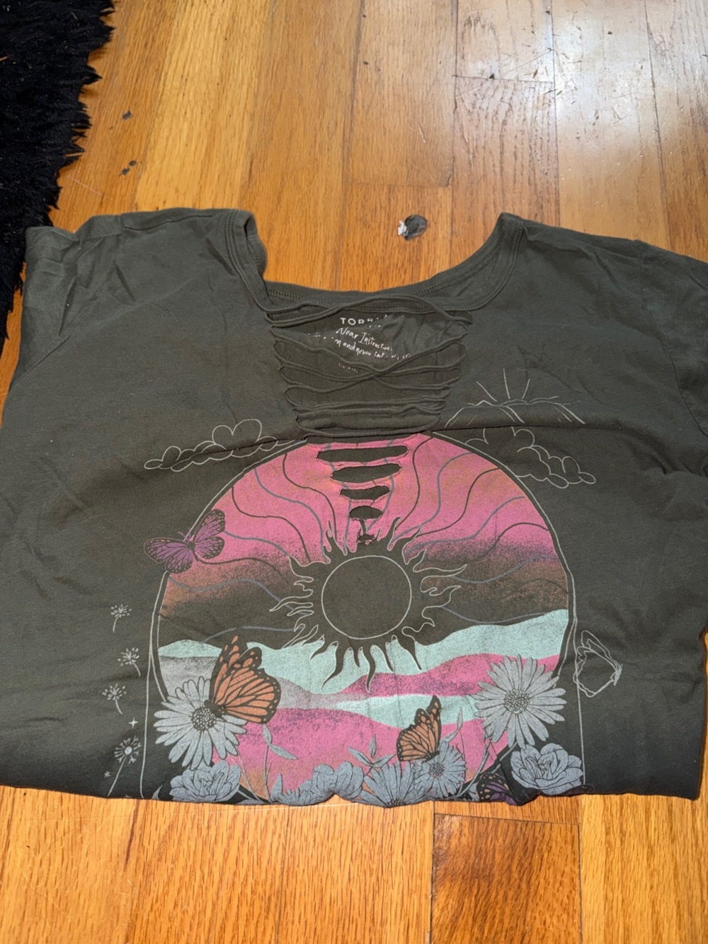 torrid Black Short-Sleeve Tee with Pink, Teal & Orange Graphic
